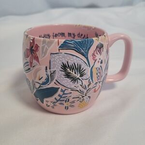 Opalhouse Stoneware Pink Tropical Floral Bird "Away From My Desk" Mug